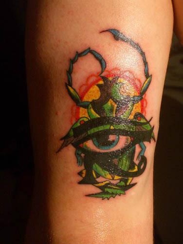 Green Ink 3D Egyptian Eye Tattoo